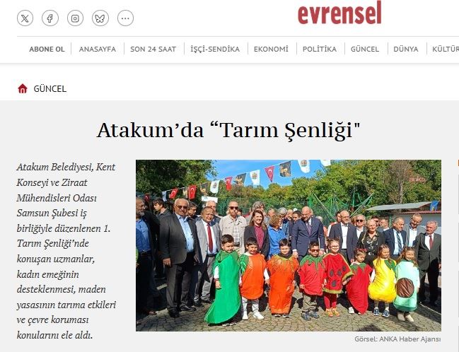 EVRENSEL GAZETESİ: ATAKUM’DA “TARIM ŞENLİĞİ"- 12 EKİM 2025 