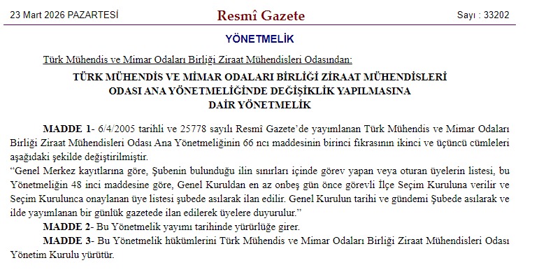 ANA YÖNETMELİĞİMİZDE YAPILAN DEĞİŞİKLİK RESMİ GAZETE’DE YAYIMLANDI
