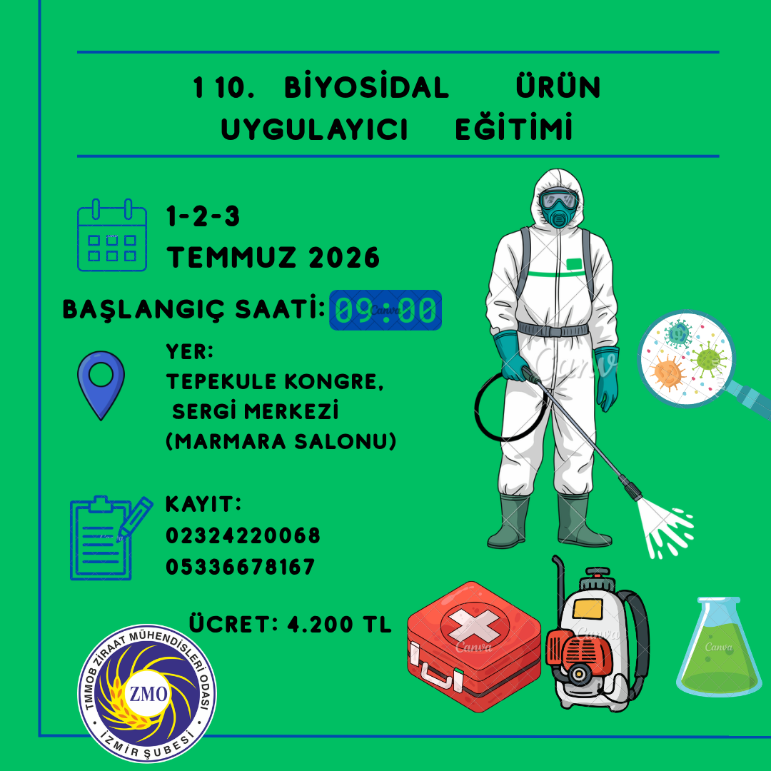 110. BİYOSİDAL ÜRÜN UYGULAYICI EĞİTİMİ (1-2-3 TEMMUZ 2026)