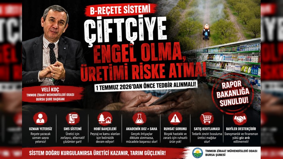 3. GÖZ: TMMOB ZİRAAT MÜHENDİSLERİ ODASI BURSA ŞUBESİ’NDEN B-REÇETE UYARISI - 17.06.2026