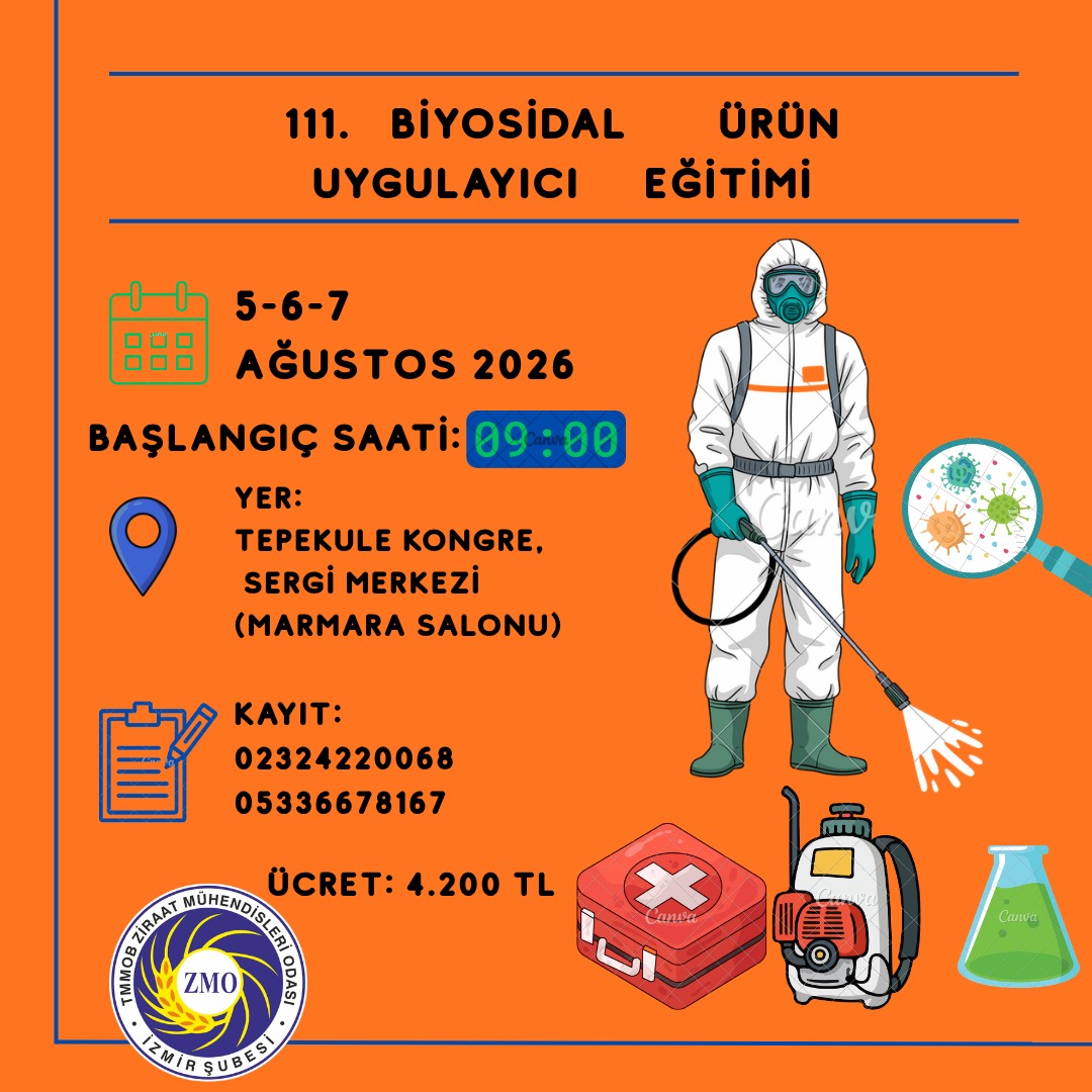111. BİYOSİDAL ÜRÜN UYGULAYICI EĞİTİMİ (5-6-7 AĞUSTOS 2026)