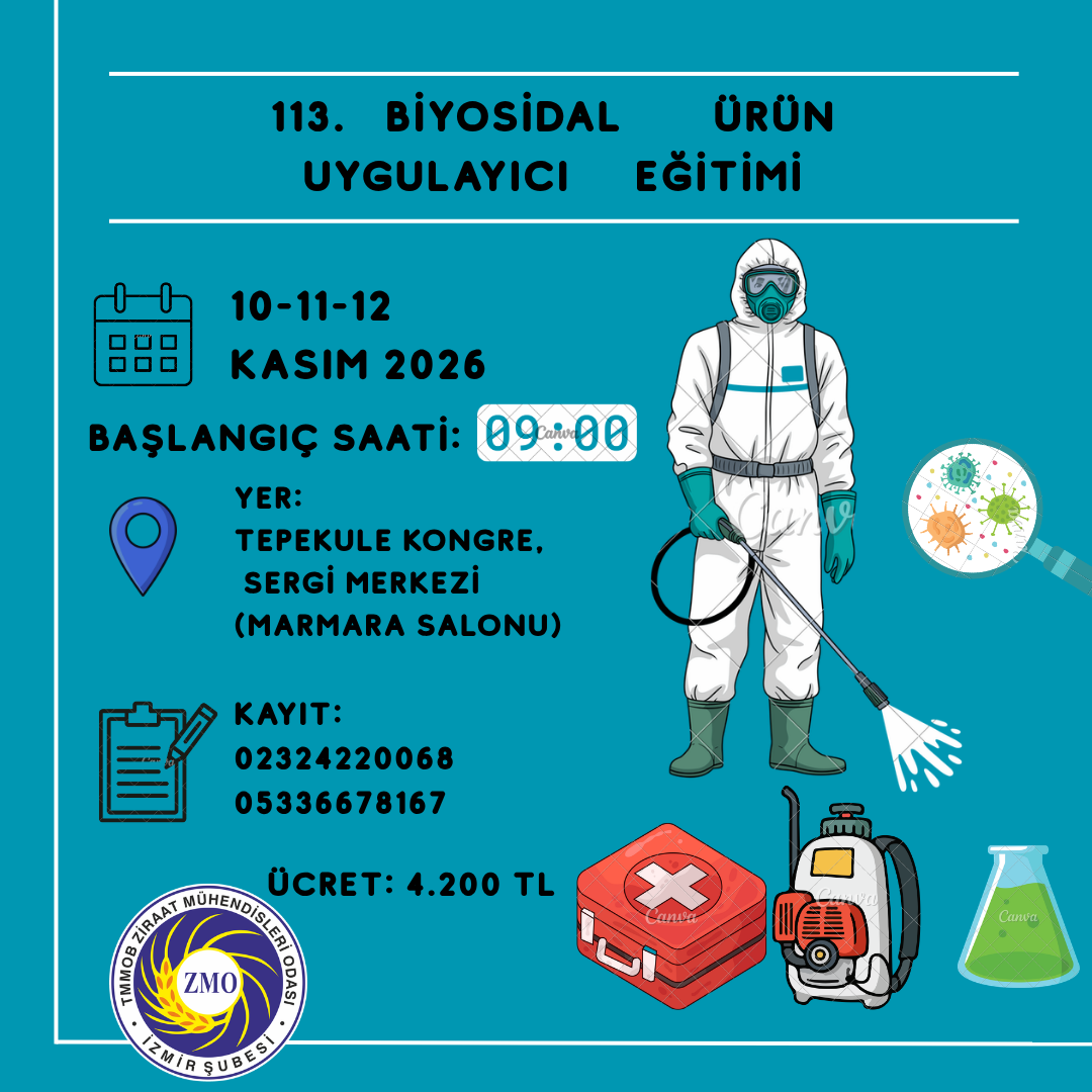 114. BİYOSİDAL ÜRÜN UYGULAYICI EĞİTİMİ (10-11-12 KASIM 2026)