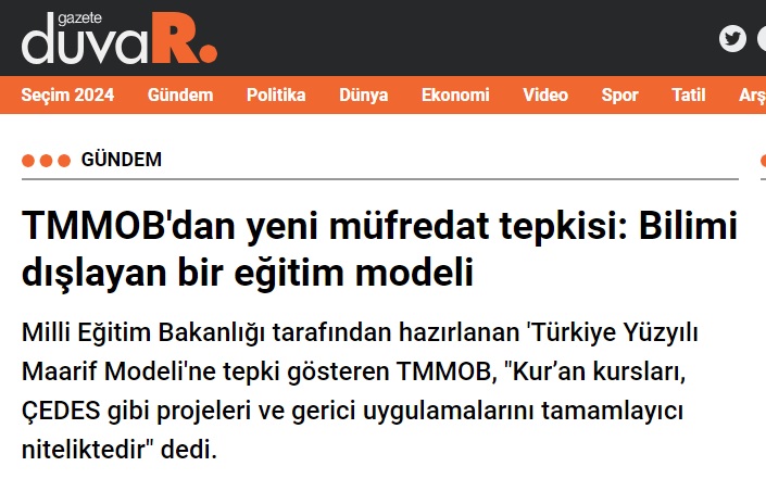 TMMOB'dan yeni müfredat tepkisi: Bilimi dışlayan bir eğitim modeli