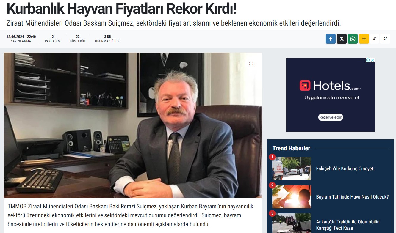 TİCARİ HAYAT GAZETESİ: KURBANLIK FİYATLARI REKOR KIRDI!- 13 HAZİRAN 2024