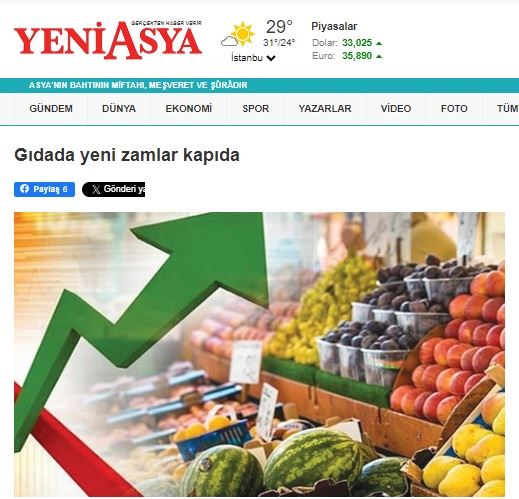YENİASYA GAZETESİ: GIDADA YENİ ZAMLAR KAPIDA- 11 TEMMUZ 2024
