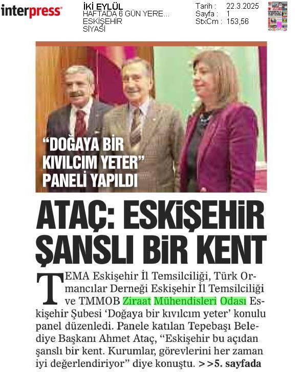 İNTER PRESS: DOĞAYA BİR KIVILCIM YETER PANELİNE AİT YEREL BASIN HABERİ-22 MART 2025