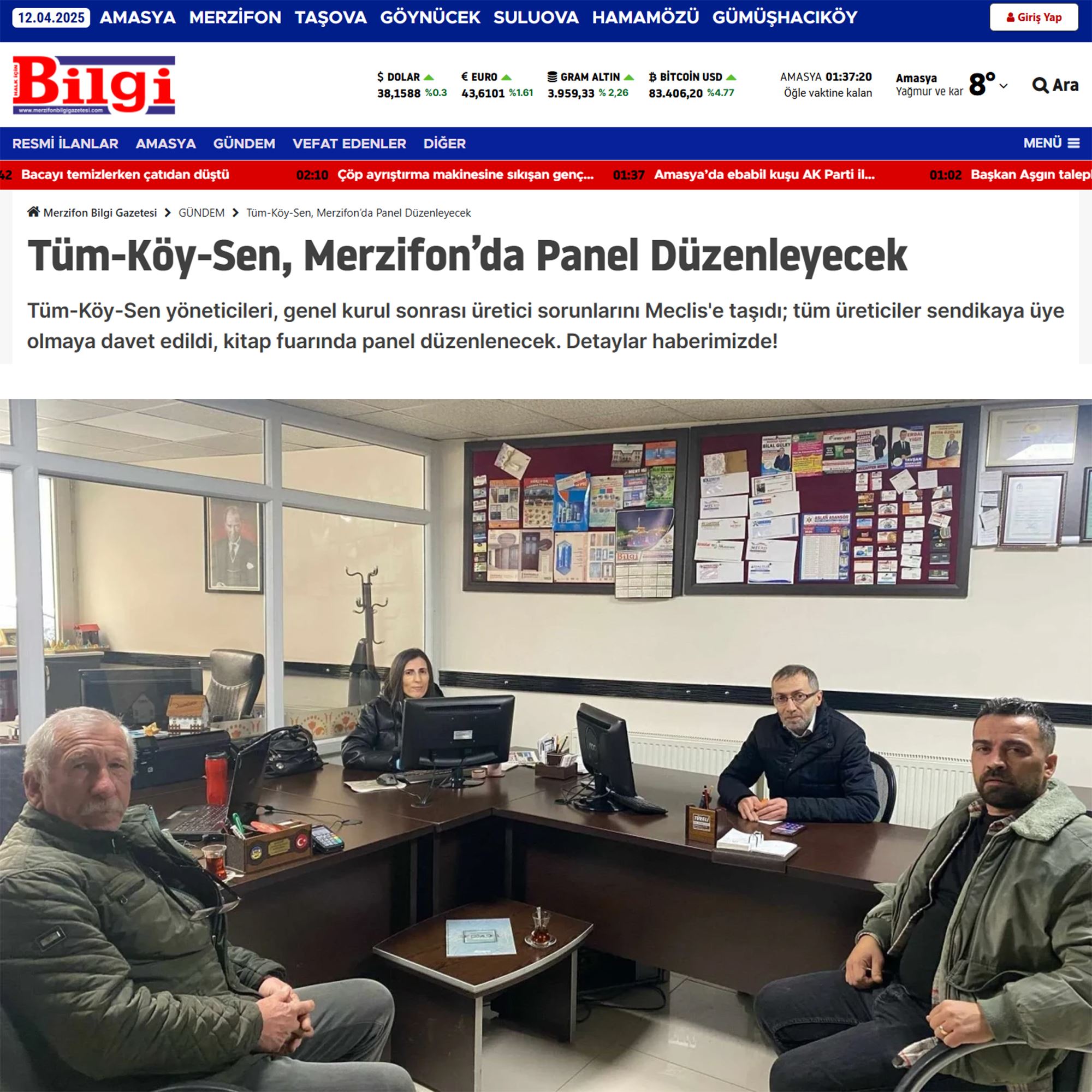 MERZİFON BİLGİ GAZETESİ: TÜM-KÖY-SEN, MERZİFON’DA PANEL DÜZENLEYECEK - 11 NİSAN 2025