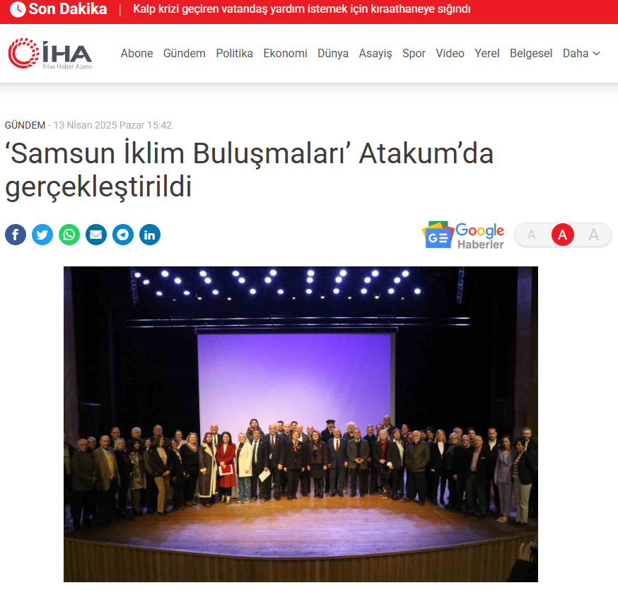 İHA: ‘SAMSUN İKLİM BULUŞMALARI’ ATAKUM’DA GERÇEKLEŞTİRİLDİ - 13 NİSAN 2025