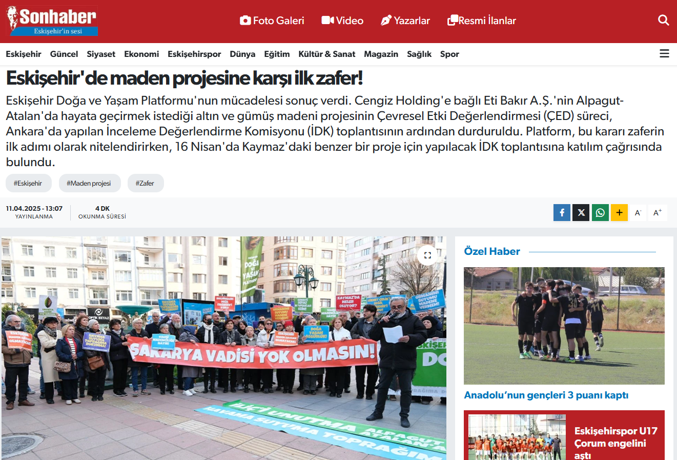 SON HABER: ESKİŞEHİR'DE MADEN PROJESİNE KARŞI İLK ZAFER! - 11 NİSAN 2025