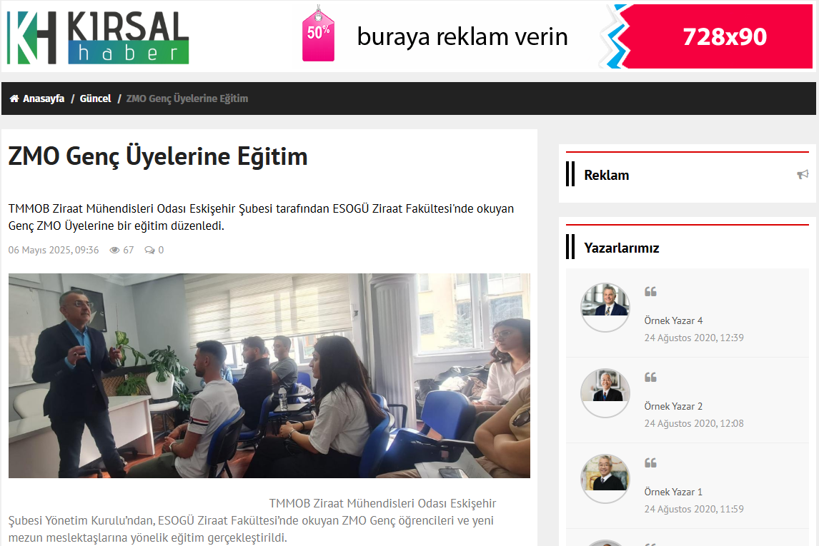 KIRSAL HABER GAZETESİ: ZMO GENÇ ÜYELERİNE EĞİTİM - 6 MAYIS 2025 