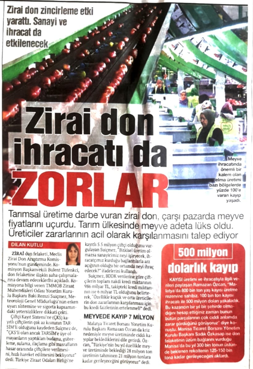 NEFES GAZETESİ: ZİRAİ DON İHRACATI DA ZORLAR - 14 HAZİRAN 2025