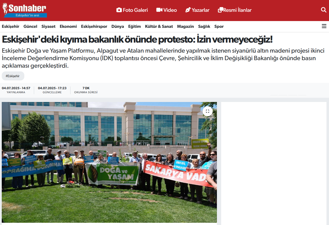 SONHABER GAZETESİ: ESKİŞEHİR'DEKİ KIYIMA BAKANLIK ÖNÜNDE PROTESTO: İZİN VERMEYECEĞİZ! - 4 TEMMUZ 2025