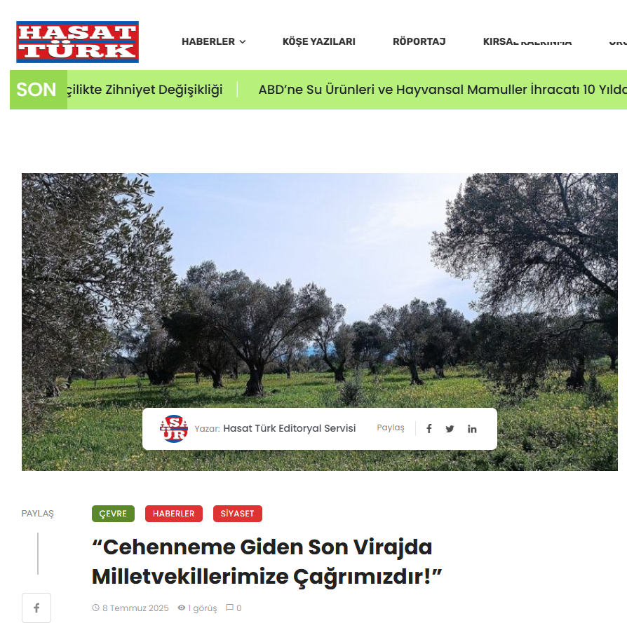 HASATTÜRK GAZETESİ: “CEHENNEME GİDEN SON VİRAJDA MİLLETVEKİLLERİMİZE ÇAĞRIMIZDIR!” - 8 TEMMUZ 2025