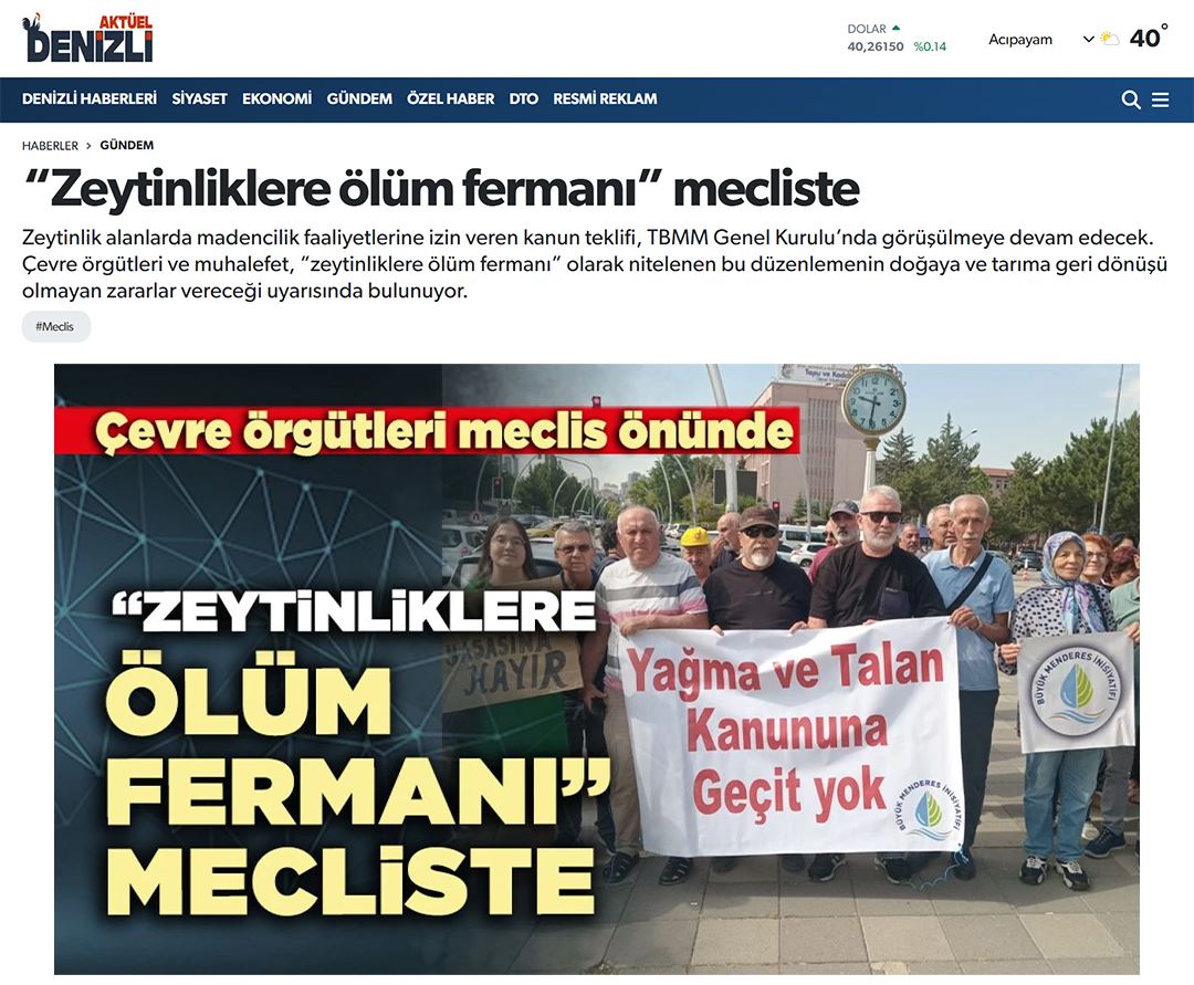 AKTÜEL DENİZLİ GAZETESİ: “ZEYTİNLİKLERE ÖLÜM FERMANI” MECLİSTE - 16 TEMMUZ 2025