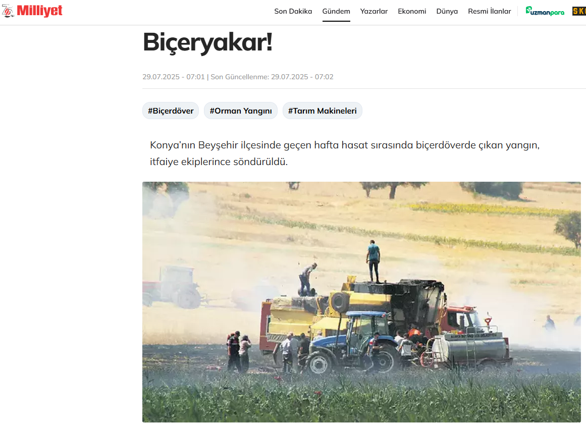 MİLLİYET GAZETESİ: BİÇERYAKAR! - 29 TEMMUZ 2025