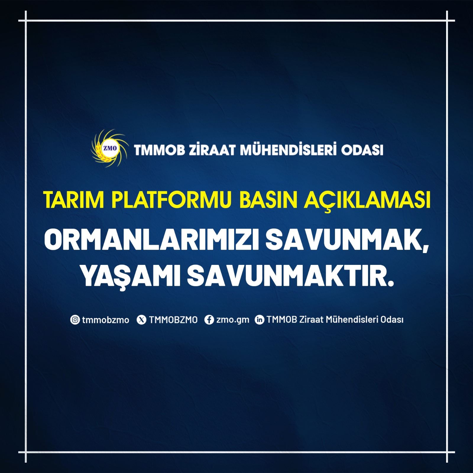 TARIM PLATFORMU BASIN AÇIKLAMASI: ORMANLARIMIZI SAVUNMAK, YAŞAMI SAVUNMAKTIR.