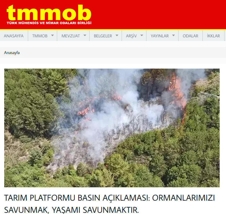 TARIM PLATFORMU BASIN AÇIKLAMASI: ORMANLARIMIZI SAVUNMAK, YAŞAMI SAVUNMAKTIR.