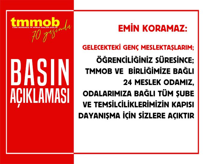 EMİN KORAMAZ'DAN MÜHENDİS, MİMAR VE ŞEHİR PLANCISI ADAYI ÖĞRENCİLERE TEBRİK VE BAŞARI MESAJI