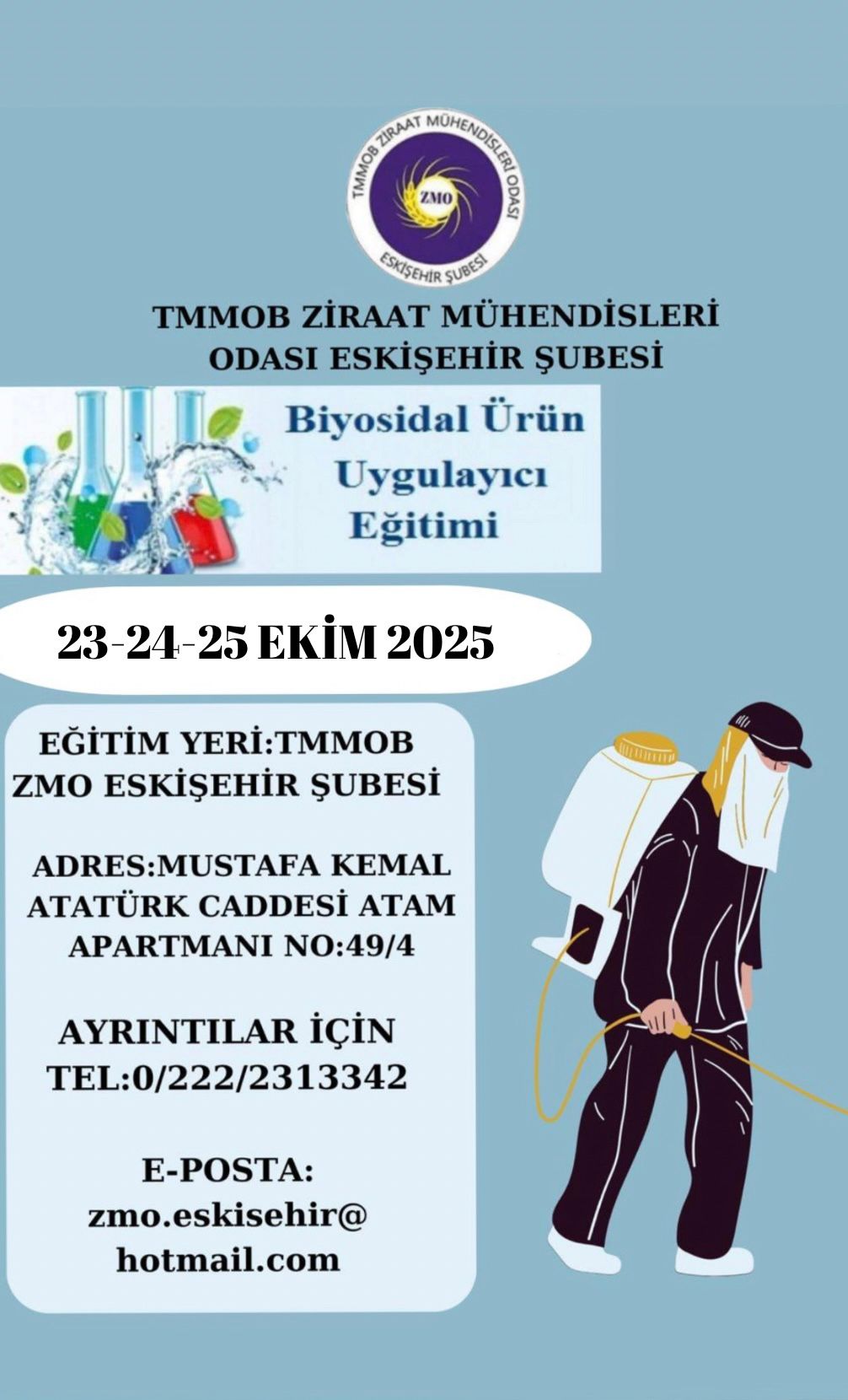 BİYOSİDAL ÜRÜN UYGULAYICI EĞİTİMİ- 23-24-25 EKİM 2025