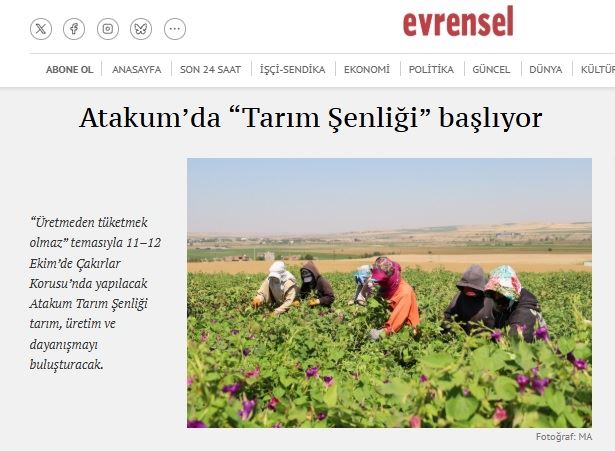 EVRENSEL GAZETESİ: ATAKUM’DA “TARIM ŞENLİĞİ” BAŞLIYOR- 5 EKİM 2025 