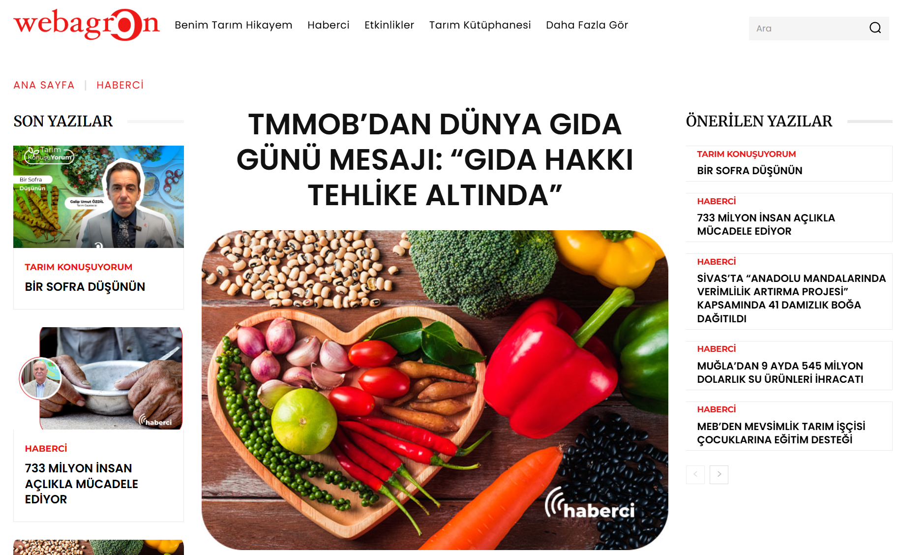 WEBAGRON: TMMOB’DAN DÜNYA GIDA GÜNÜ MESAJI: “GIDA HAKKI TEHLİKE ALTINDA” - 16 EKİM 2025