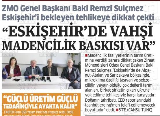İSTİKBAL GAZETESİ: ESKİŞEHİR'DE VAHŞİ MADENCİLİK BASKISI VAR- 22 EKİM 2025