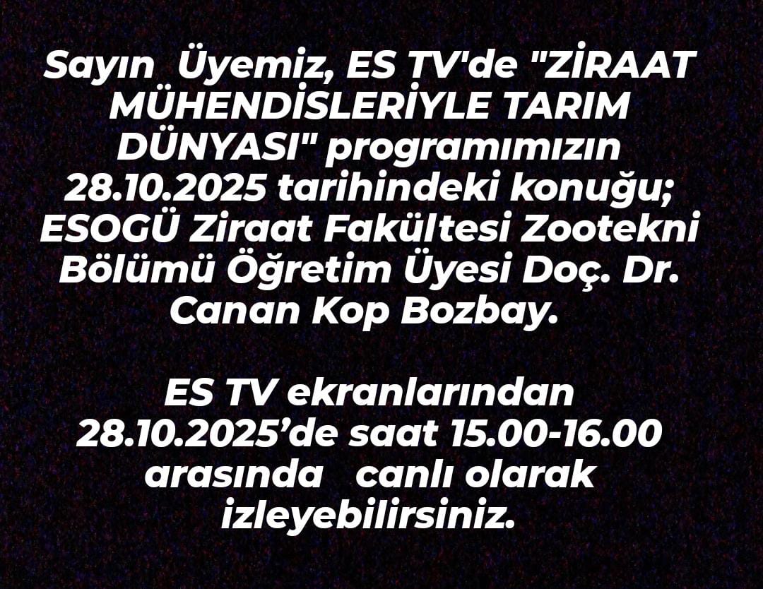 ES TV- ZİRAAT MÜHENDİSLERİYLE TARIM-28 EKİM 2025
