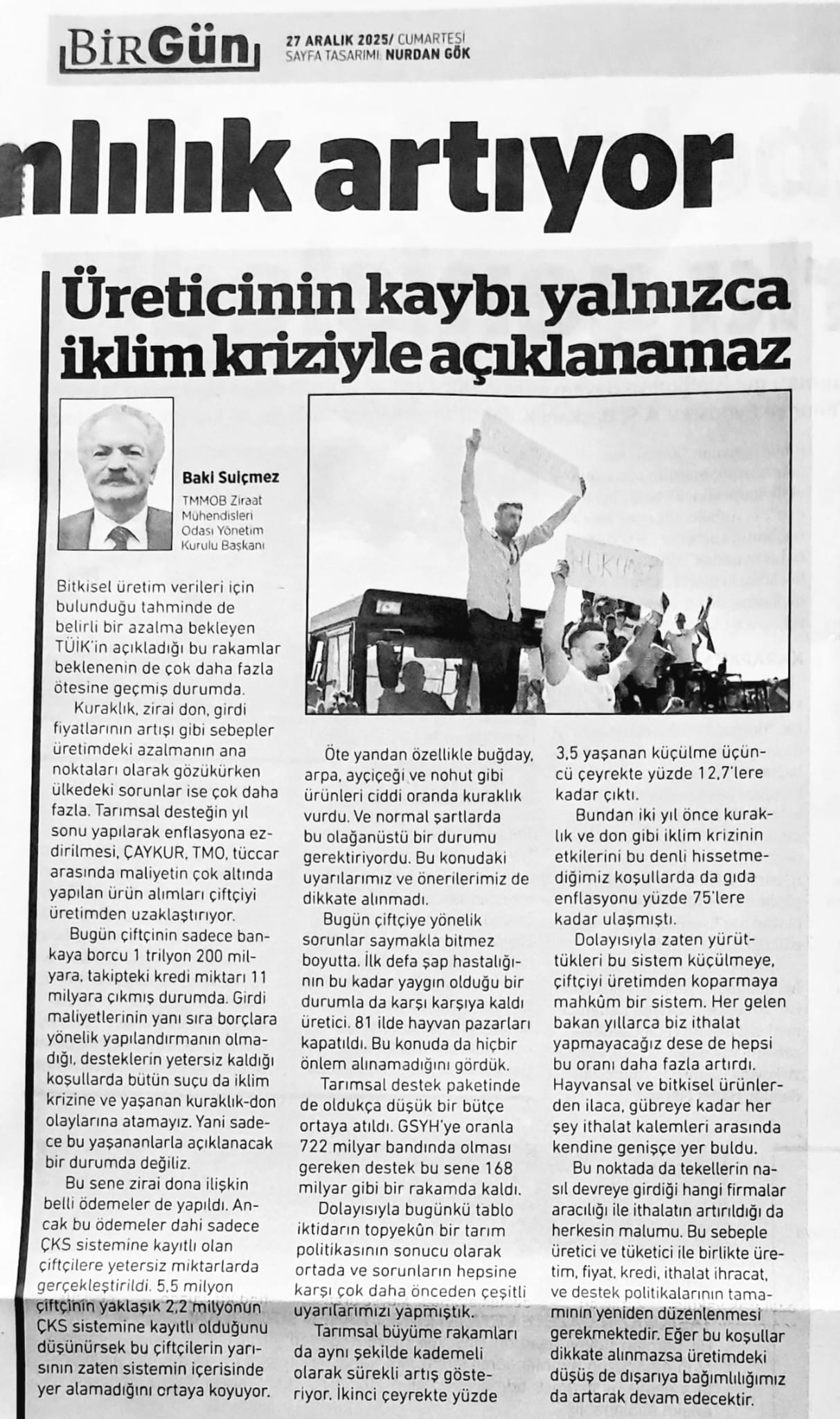 BİRGÜN GAZETESİ: ÜRETİM DÜŞÜYOR, DIŞA BAĞIMLILIK ARTIYOR- 27 ARALIK 2025