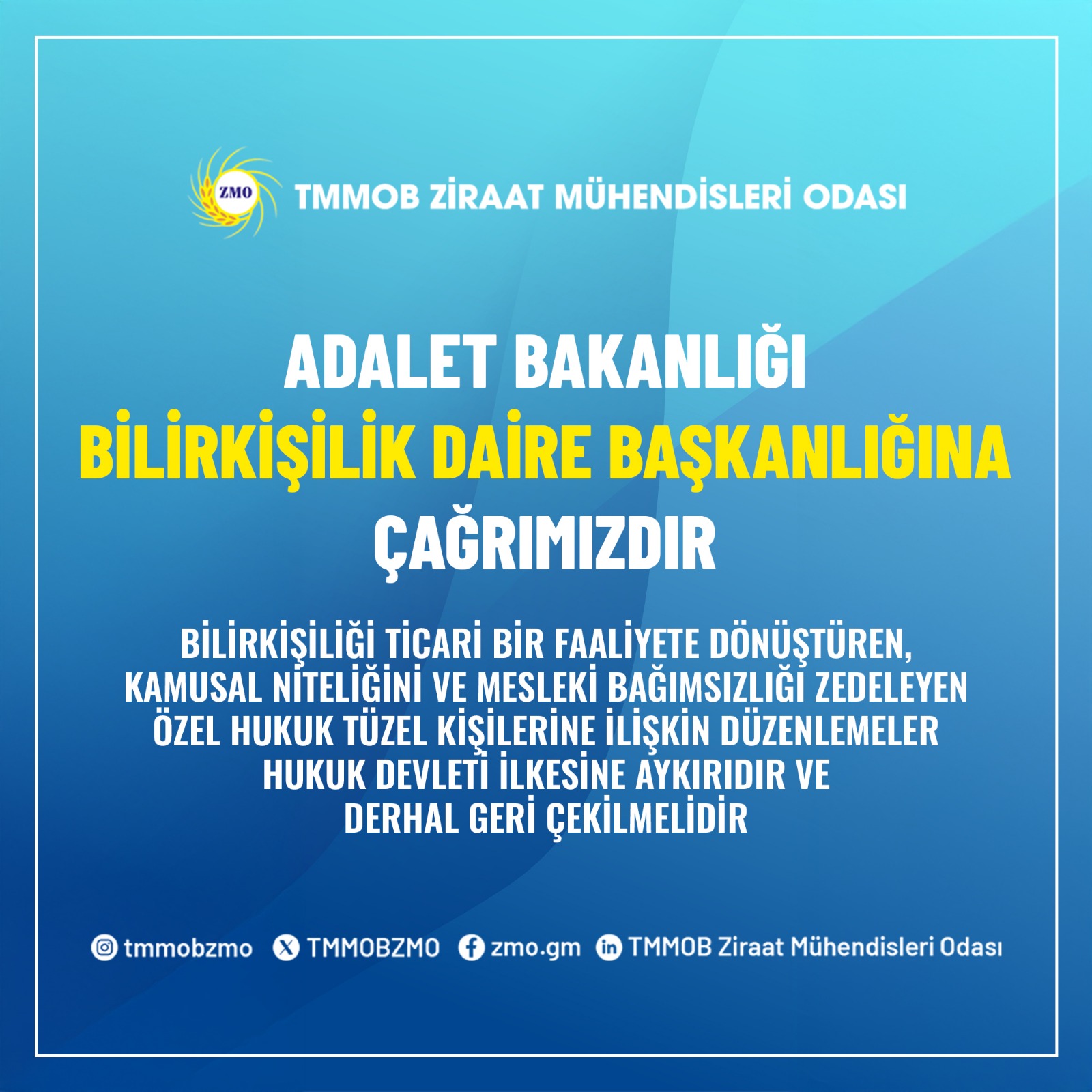 ADALET BAKANLIĞI BİLİRKİŞİLİK DAİRE BAŞKANLIĞINA AÇIK ÇAĞRIMIZDIR