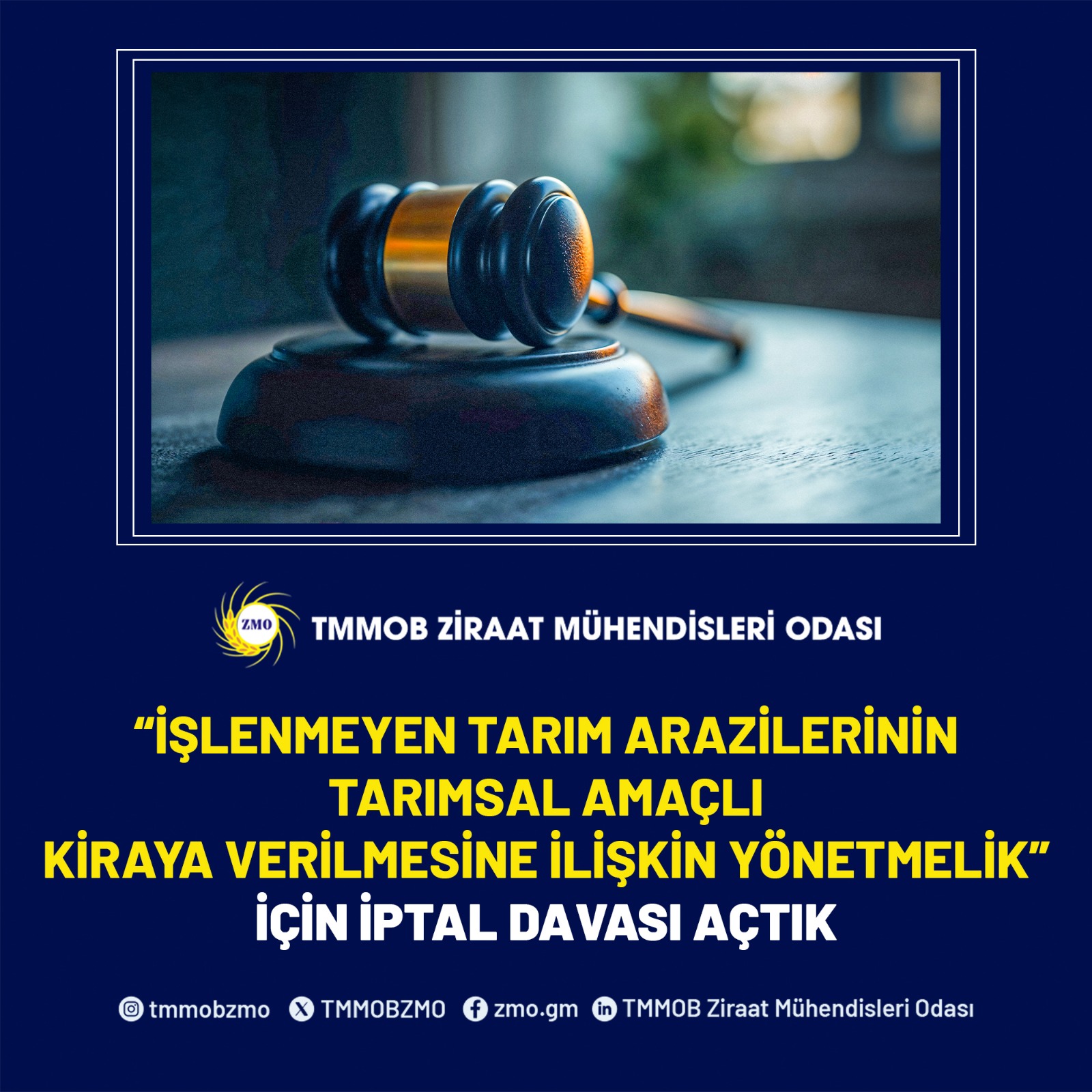 “İŞLENMEYEN TARIM ARAZİLERİNİN TARIMSAL AMAÇLI KİRAYA VERİLMESİNE İLİŞKİN YÖNETMELİK” İÇİN İPTAL DAVASI AÇTIK