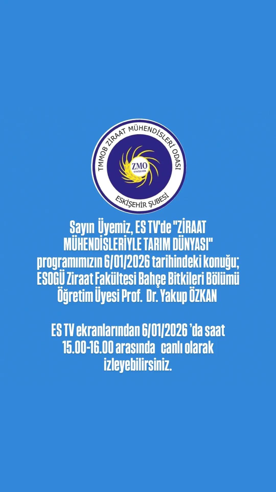 ES TV: ZİRAAT MÜHENDİSLERİYLE TARIM DÜNYASI- 6 OCAK 2026