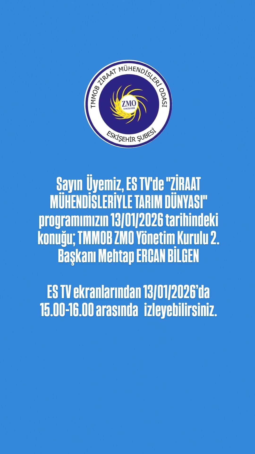 ES TV- ZİRAAT MÜHENDİSLERİYLE TARIM DÜNYASI-13 OCAK 2026