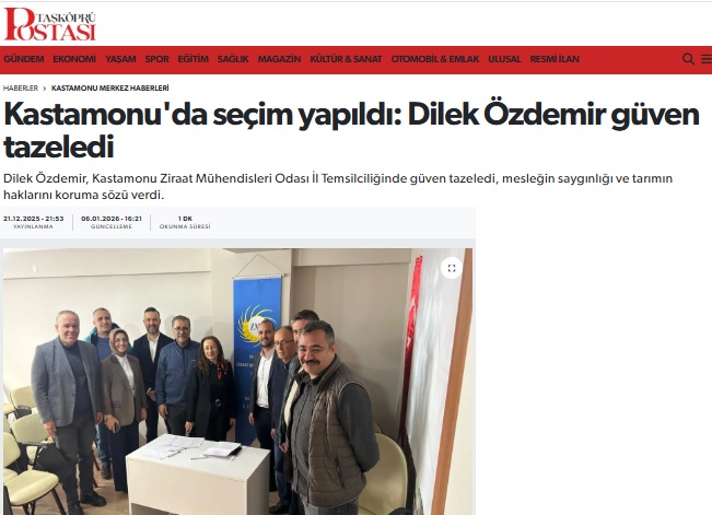 TAŞKÖPRÜ POSTASI: KASTAMONU'DA SEÇİM YAPILDI: DİLEK ÖZDEMİR GÜVEN TAZELEDİ- 21 ARLIK 2025