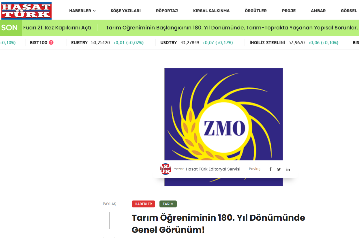HASATTÜRK GAZETESİ: TARIM ÖĞRENİMİNİN 180. YIL DÖNÜMÜNDE GENEL GÖRÜNÜM! - 10 OCAK 2026