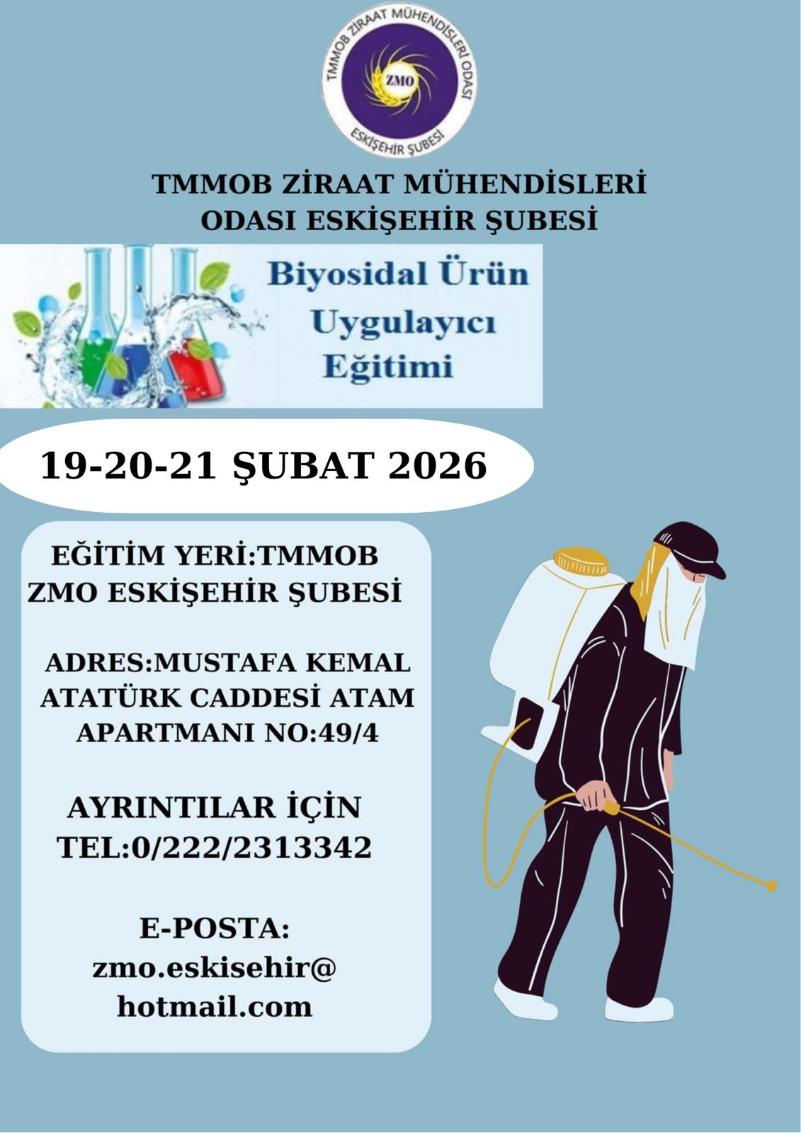 BİYOSİDAL ÜRÜN UYGULAYICI SERTİFİKA EĞİTİMİ-19-20-21 ŞUBAT 2026