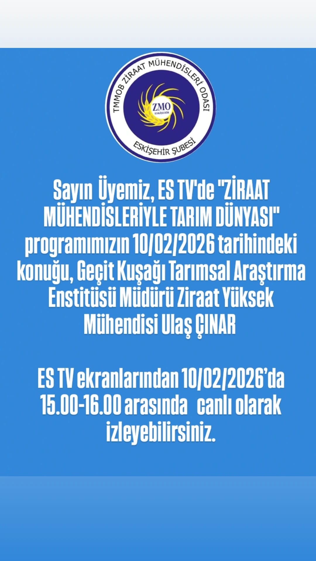 ES TV- ZİRAAT MÜHENDİSLERİYLE TARIM DÜNYASI- 10 ŞUBAT2026
