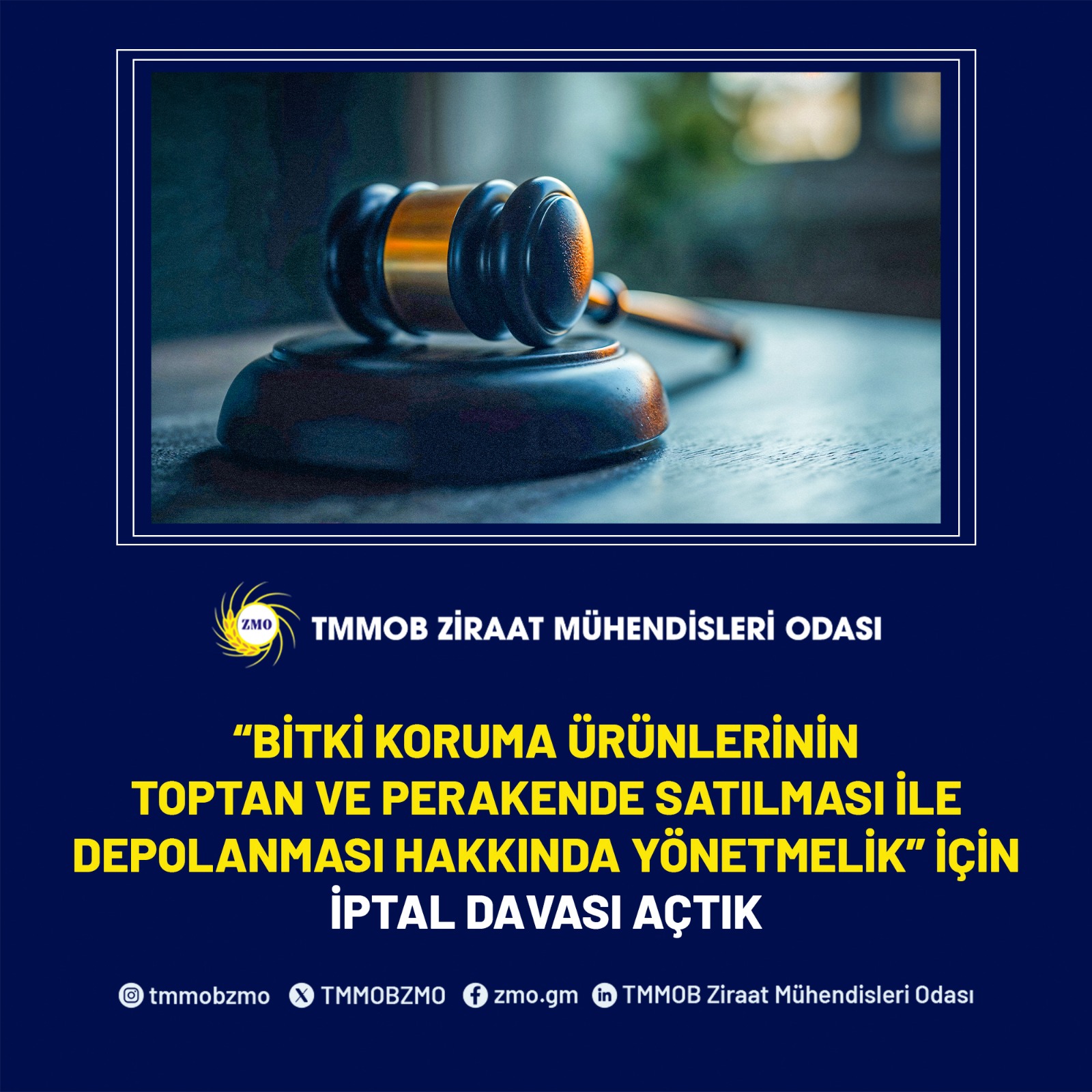 “BİTKİ KORUMA ÜRÜNLERİNİN TOPTAN VE PERAKENDE SATILMASI İLE DEPOLANMASI HAKKINDA YÖNETMELİK” İÇİN İPTAL DAVASI AÇTIK