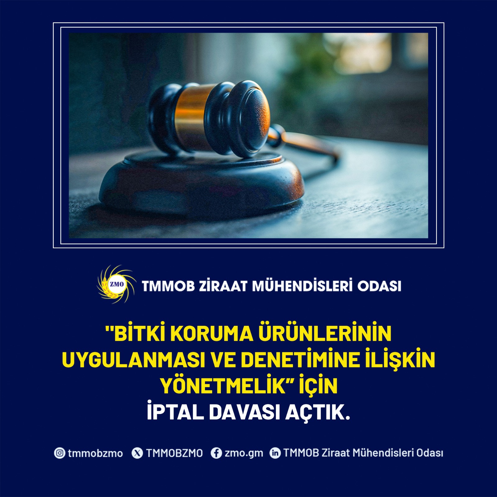 "BİTKİ KORUMA ÜRÜNLERİNİN UYGULANMASI VE DENETİMİNE İLİŞKİN YÖNETMELİK” İÇİN İPTAL DAVASI AÇTIK.