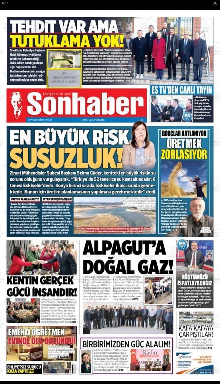 SON HABER- EN BÜYÜK RİSK SUSUZLUK- 12 MART 2026