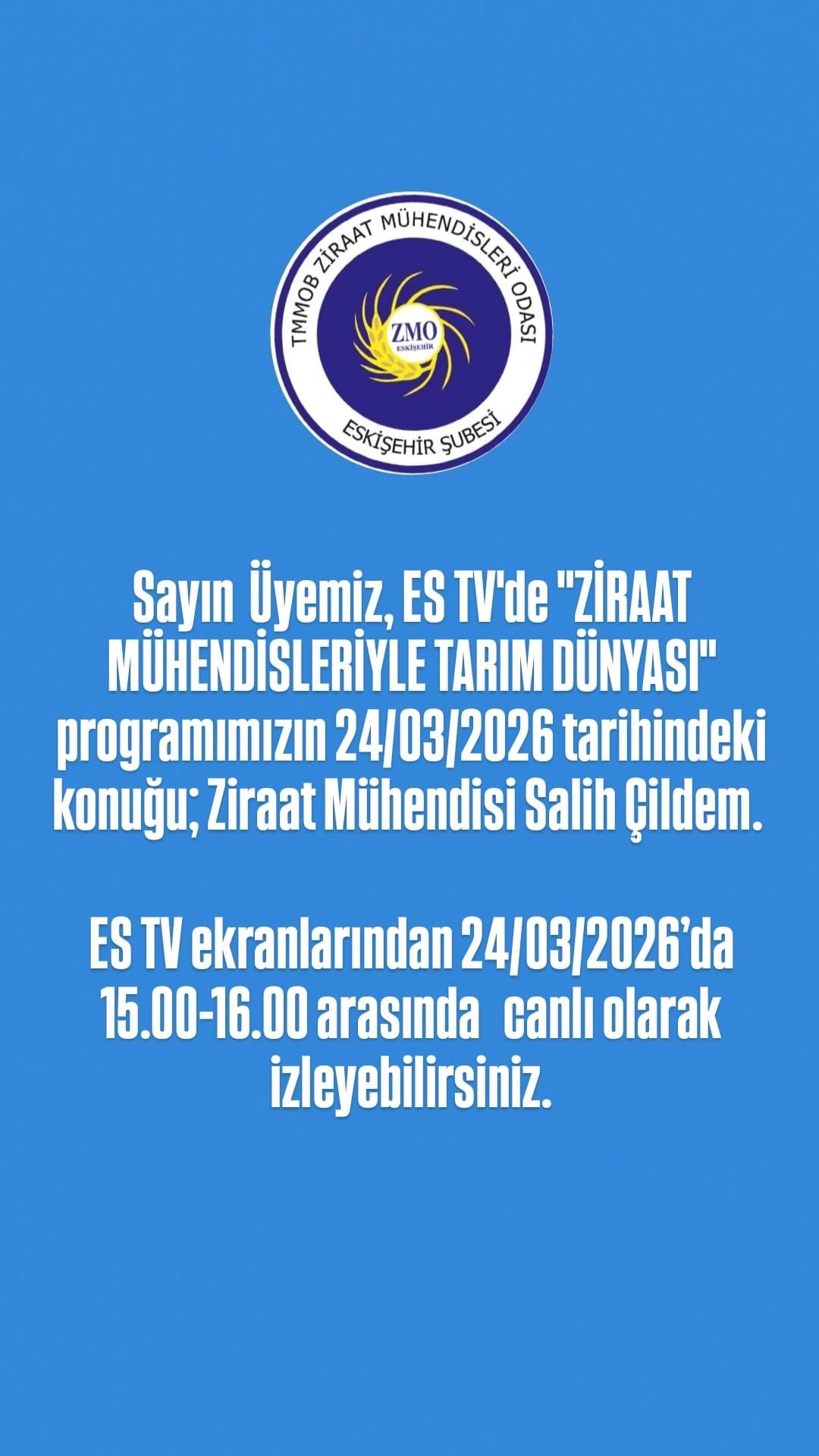 ES TV- ZİRAAT MÜHENDİSLERİYLE TARIM DÜNYASI- 24 MART 2026