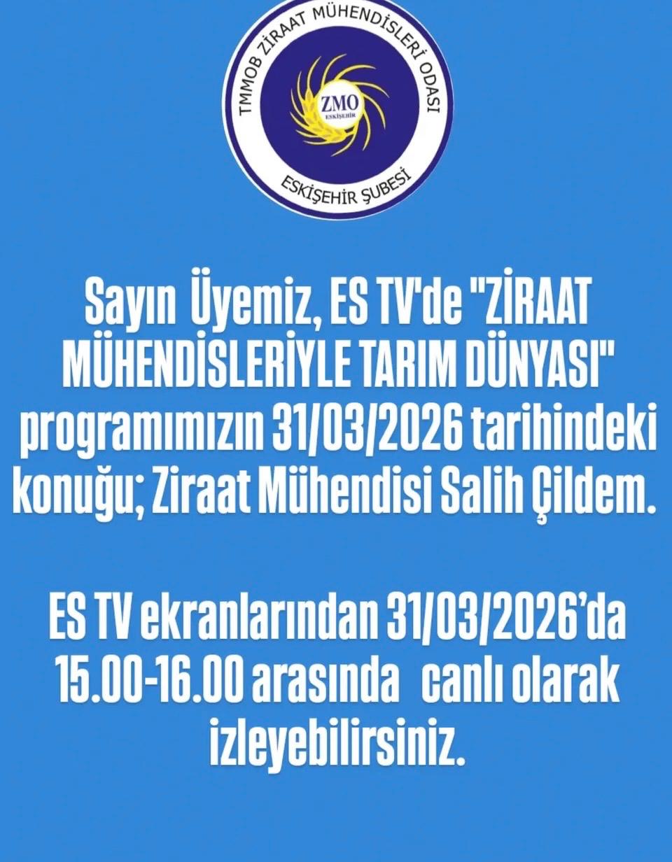 ES TV- ZİRAAT MÜHENDİSLERİYLE TARIM DÜNYASI- 31 MART 2026