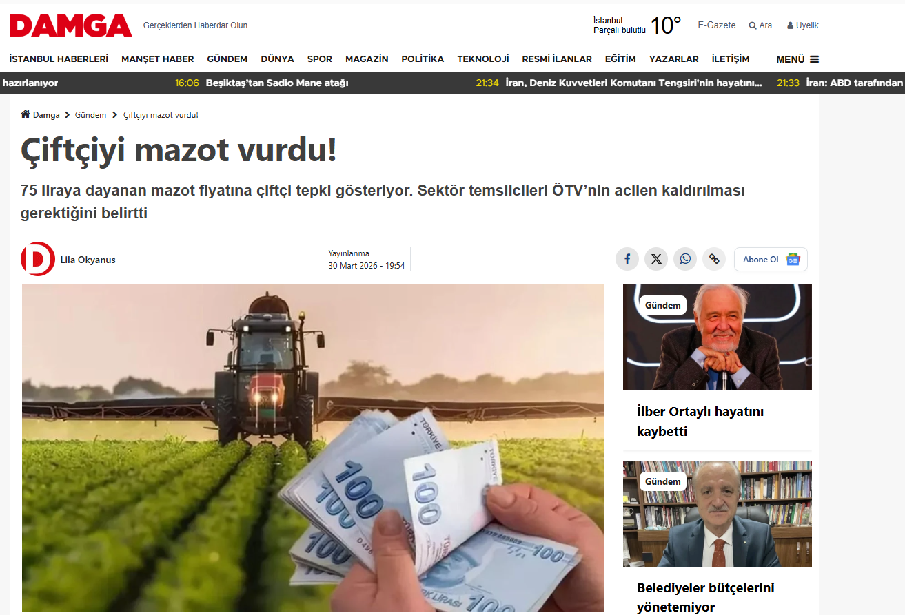 DAMGA GAZETESİ: ÇİFTÇİYİ MAZOT VURDU! - 31 MART 2026