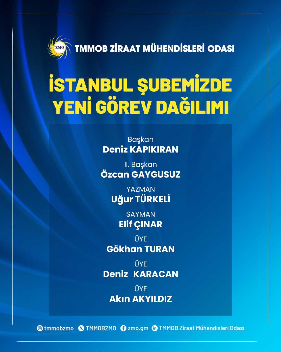 İSTANBUL ŞUBEMİZDE YENİ GÖREV DAĞILIMI