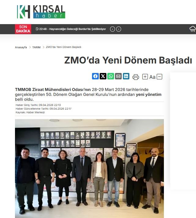 KIRSAL HABER: ZMO’DA YENİ DÖNEM BAŞLADI- 10 NİSAN 2026