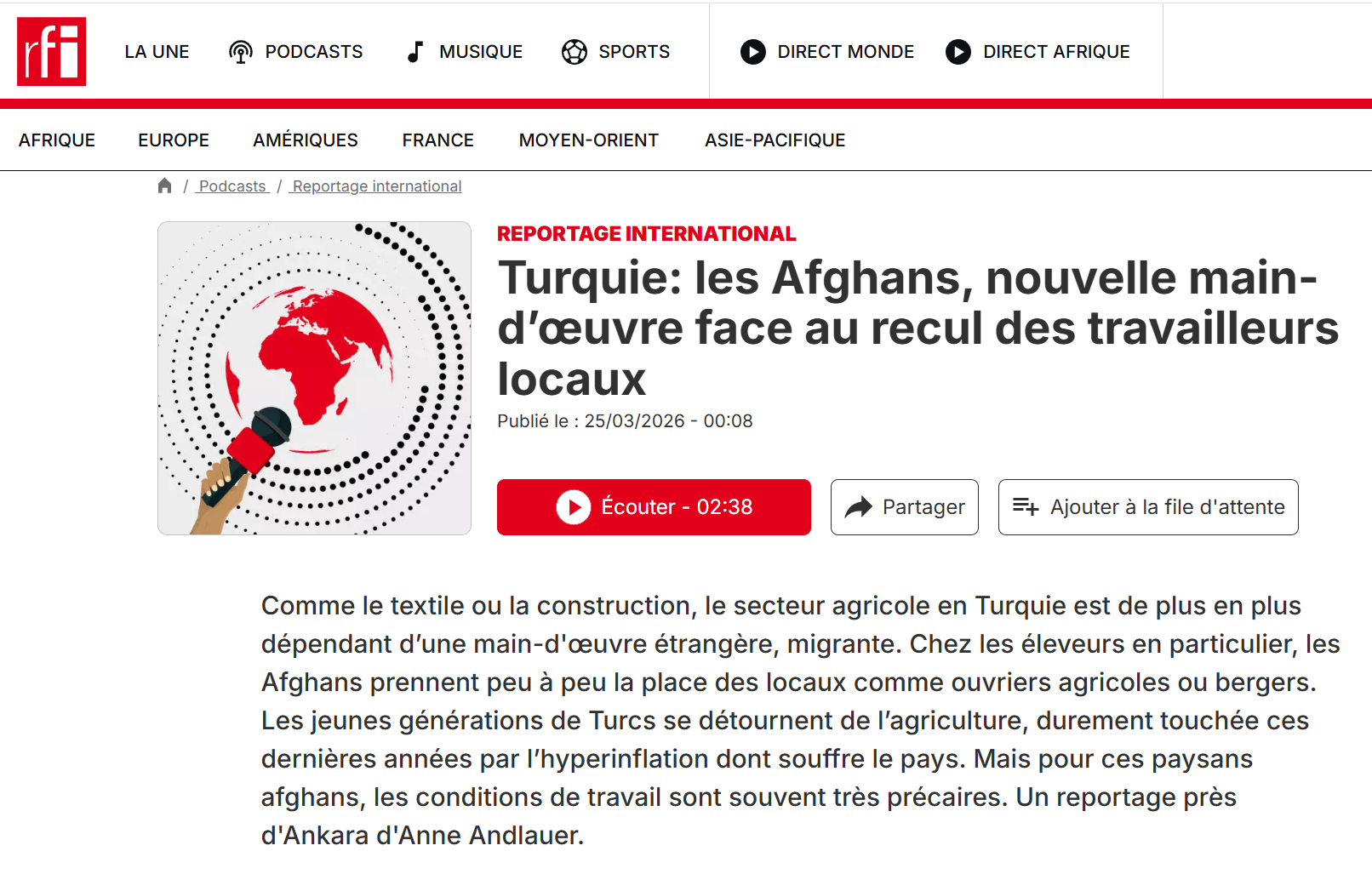 RADIO FRANCE INTERNATIONALE RÖPORTAJI