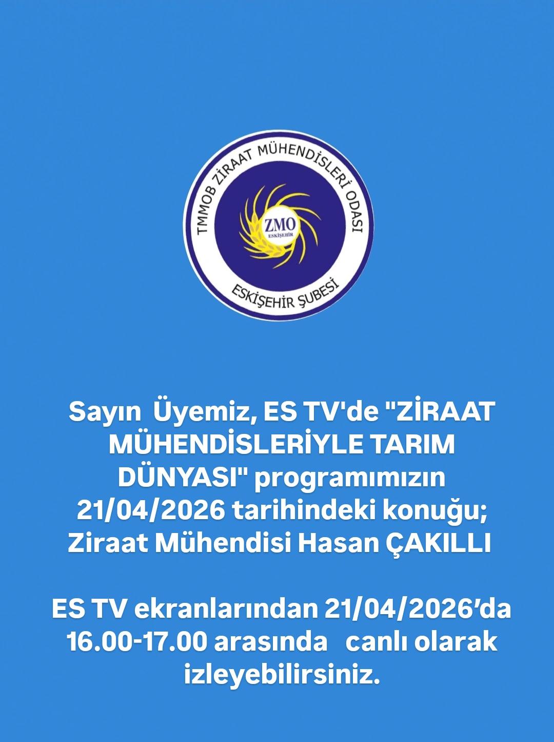 ES TV- ZİRAAT MÜHENDİSLERİYLE TARIM DÜNYASI- 21 NİSAN 2026