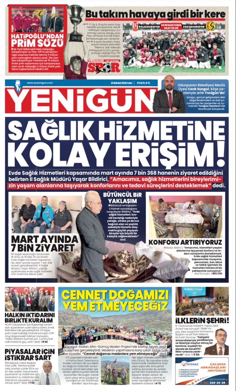 YENİGÜN GAZETESİ:  CENNET DOĞAMIZI YEM ETMEYECEĞİZ-21 NİSAN 2026