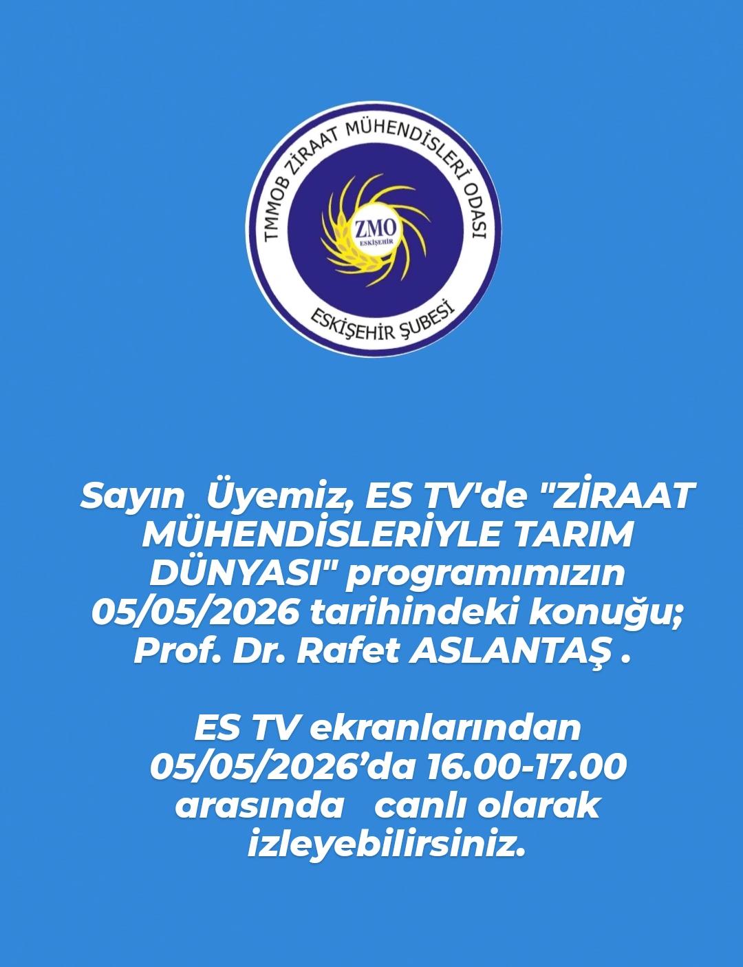 ES TV: ZİRAAT MÜHENDİSLERİYLE TARIM DÜNYASI- 5 MAYIS 2026