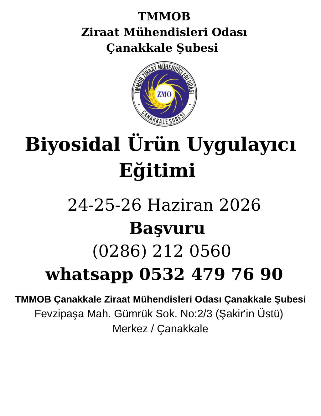 BİYOSİDAL ÜRÜN UYGULAYICI PERSONEL EĞİTİMİ