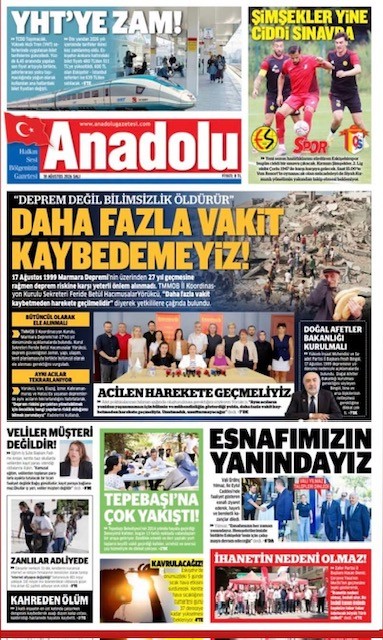 ANADOLU GAZETESİ: DAHA FAZLA VAKİT KAYBEDEMEYİZ-18 AĞUSTOS 2026